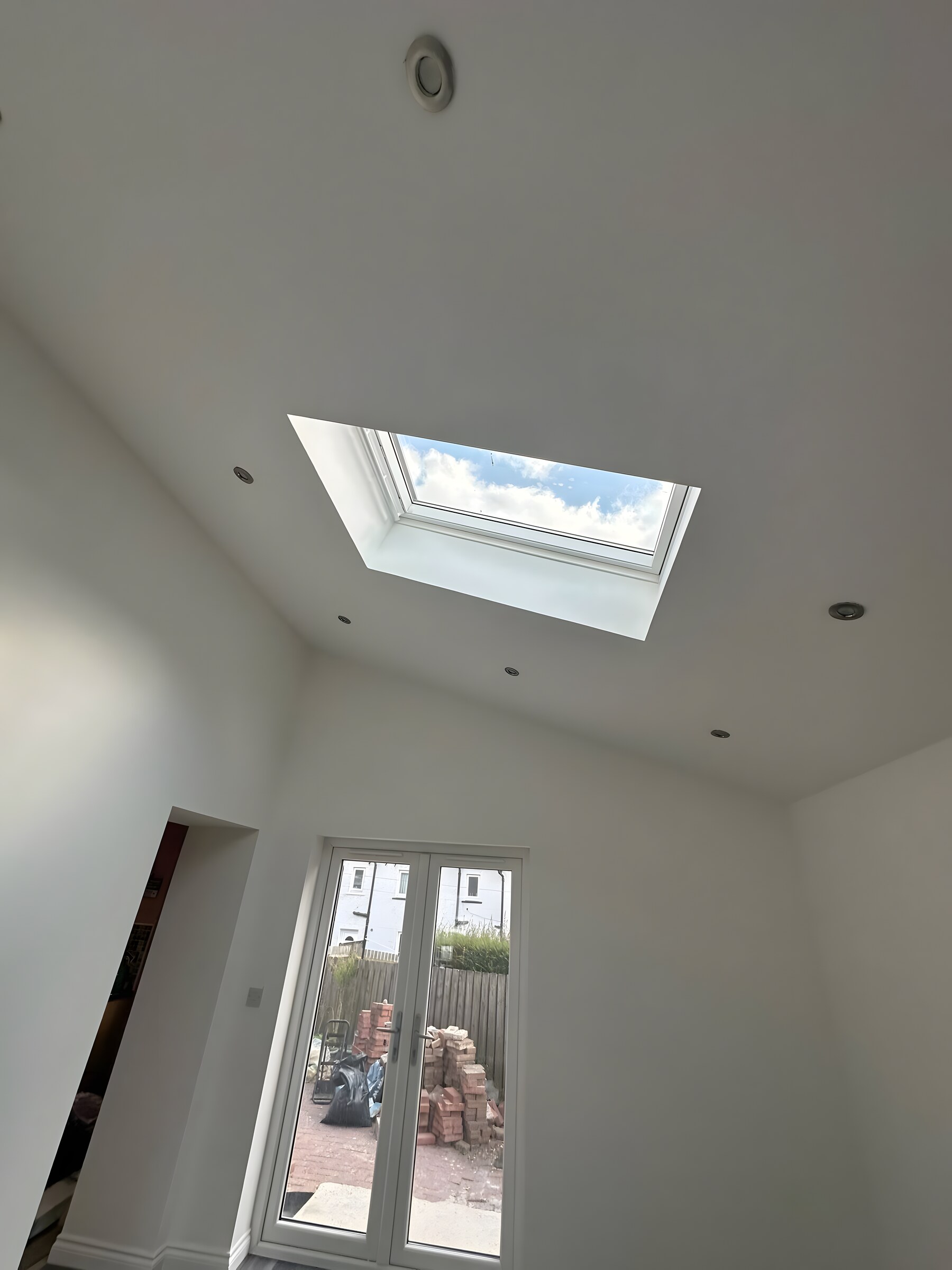 A rear extension finished — vaulted ceiling and a roof light